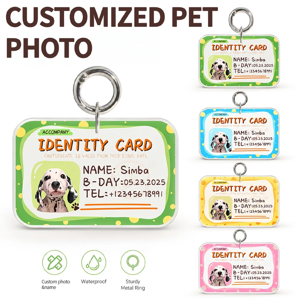 Personalized Custom Pet ID Tag Custom Acrylic Pet Pendant Dog Cat Anti-loss ID Tag Phone Name Birthday Phone Custom ID Tag