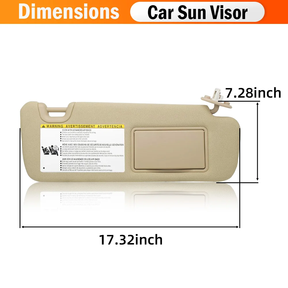 รถด้านหน้าซ้าย/ขวา Sun Visor แผง Sunvisor พร้อมกระจกสําหรับ Toyota Highlander 2014 2015 2016 2017 2018 2019 สีเทา Beige