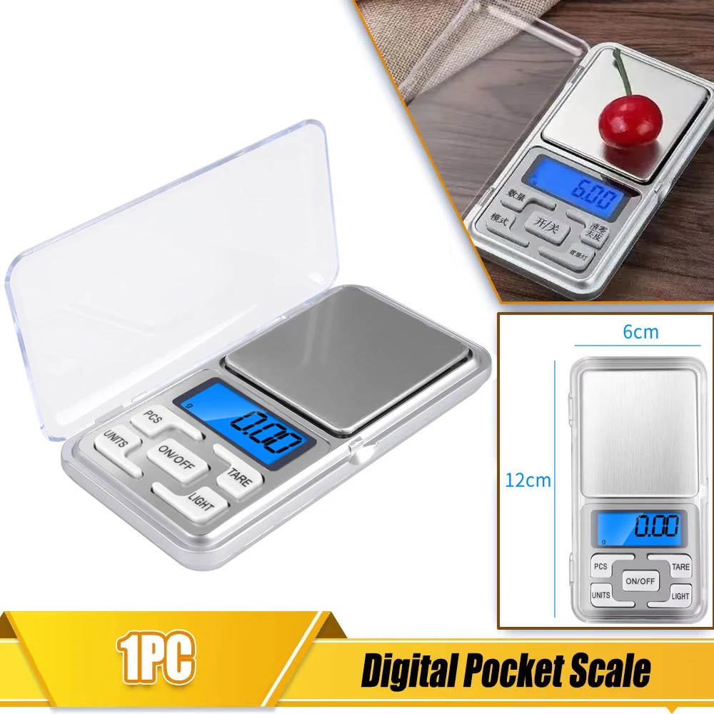 200/300/500G 0.01 Jewelry Scale Mini Digital Pocket Scale High Precision Electric Scale with Backlight for Jewelry Kitchen