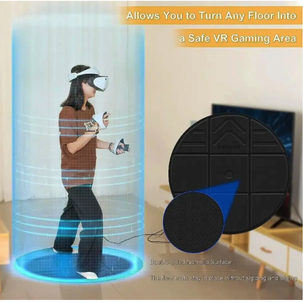 حصيرة الواقع الافتراضي العالمية لأجهزة Apple Vision Pro/ Meta Quest 3S/3 الألعاب المحيطة الدائمة محاكاة الحركة حصيرة مستديرة قابلة للطي VR حصيرة