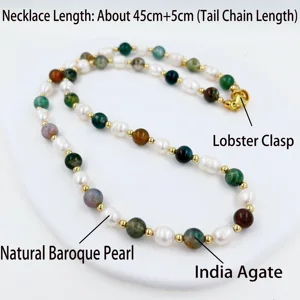 Naturstein Barock Süßwasserperlen Halskette für Frauen, Achatperlen Indien, Clavicular Curary, Bastelschmuck, Farbe, 2022 8 Hauptverkäufe Indigene Perlen Halskette - №5