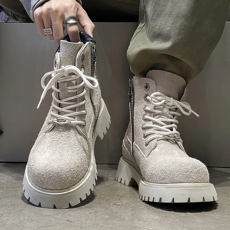 

Мужские ботинки Thi Bot, повседневные уличные ботинки для пустыни, рабочие ботинки до середины икры в стиле ретро Briti Sle