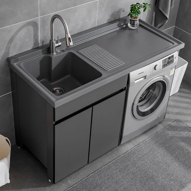 

Space aluminum balcony washing machine integrated cabinet combination drum significant other sink laundry sink with rubbing