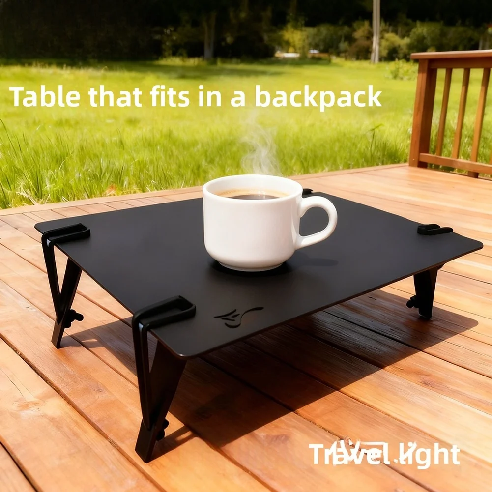 Lightweight Foldable Aluminum Table with Elastic Rope for Camping Hiking Picnic Outdoor Use Portable Design for Easy Transport