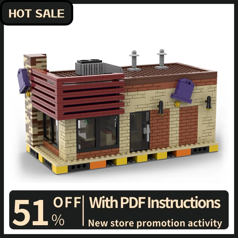 

New 1184Pcs City Hot Street View Moc Modular Taco Bell Model Building Blocks Diy Creative Ideas Kid Toys Birthday Christmas Gift