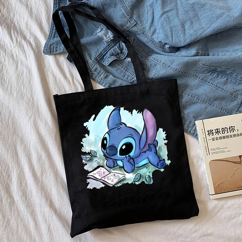 Y2k Disney Stitch Tote Bag Shopper Canvas Shoulder Bag Eco Lilo and Stitch Shopping Bag Women Tote Harajuku Female