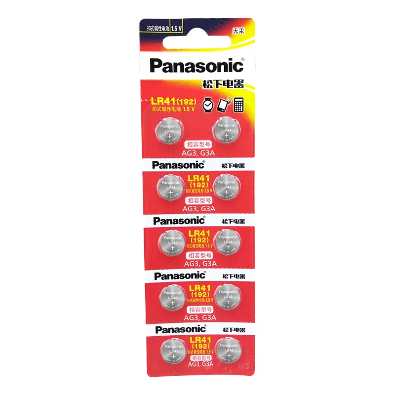 10PCS Panasonic 192 LR41 1.5V Button Cell Batteries SR41 AG3 G3A L736 192 392A For Toys Watch Calculator Computer Clock 0%Hg