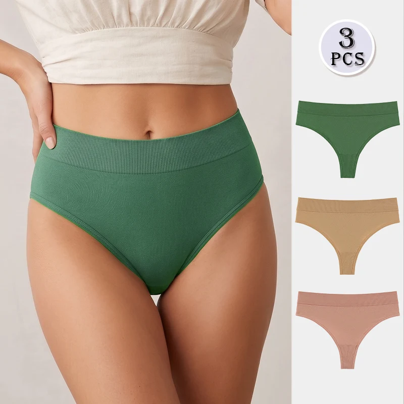 BANNIROU 3Pcs/set Women's 10-Piece Polyamide Thong Assortment Pack - Minimalist Basic Low Waist, Sexy Breathable Underwear