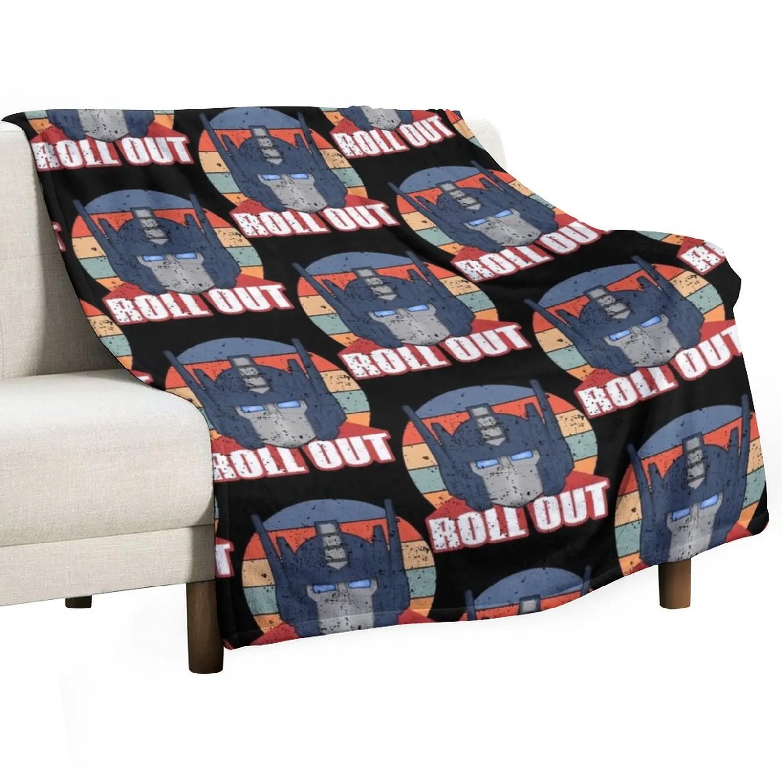 Autobot Optimus Prime Distressed Retro Roll Out Throw Blanket Furry blankets ands Camping anime Blankets