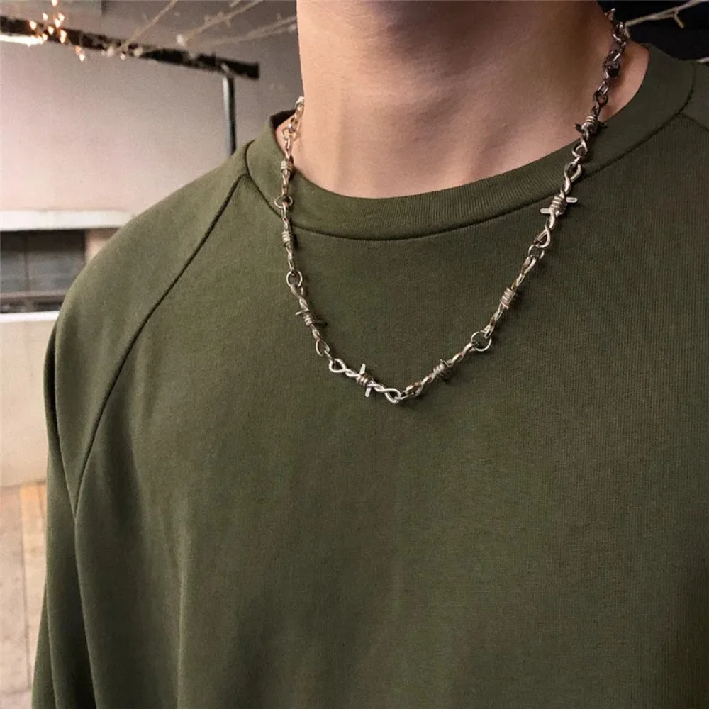 Fashion Iron Unisex Choker Necklace Women Hip-hop Gothic Punk Barbed Wire Little Thorns Chain Choker Jewelry Gifts