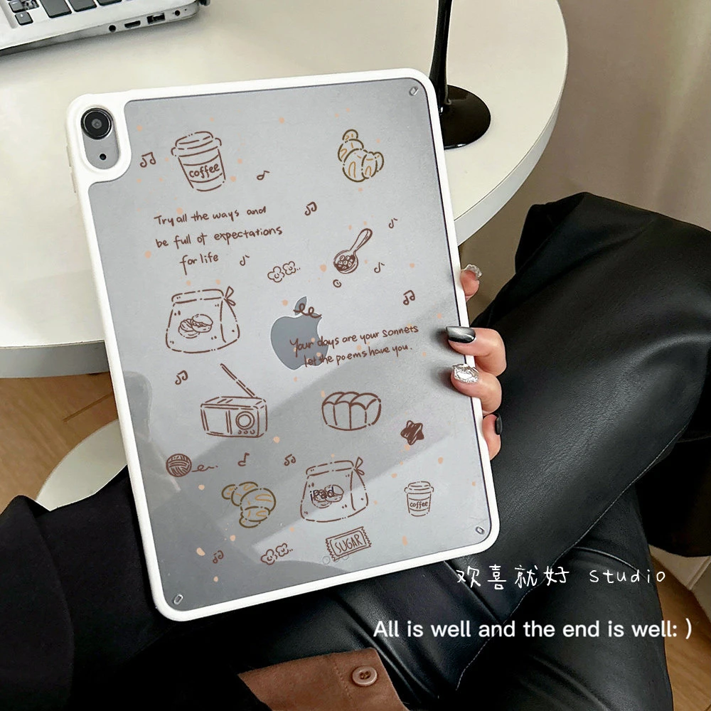 

Ins Coffee Afternoon Tea Tablet Case For iPad Pro 11 12.9 13 M2 M4 M3 M5 Shell 8.3 9.7 10.2 5/6/7/8/9/10/11th Air 3 4 5 6 Cover