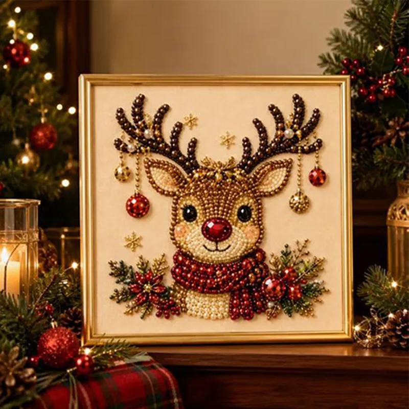 Christmas Pearl Diamond Painting Set 5d Diamond Art For Beginners Diy Special Shape Pearl Gem Crafts For Home Wall Decorat Gifts view 4