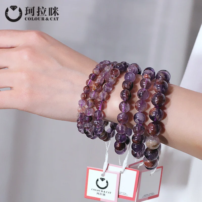 Corami Natural Rutile Men's and Women's Purple Ghost Single CircleBracelet Personality