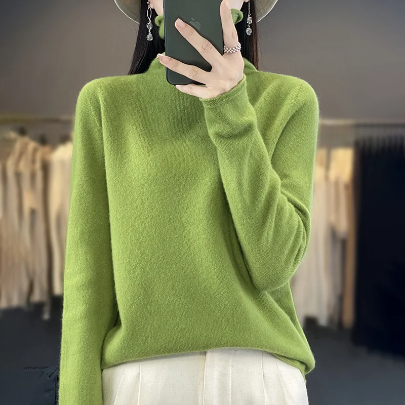 First Line Ready To Wear Rolled Edge Pile Collar Simple And Fashionable 100% Wool Knitted Top WQ016