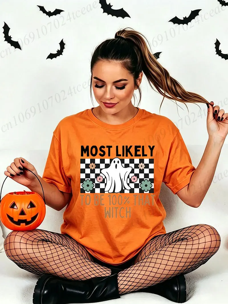 Most Likely Halloween Matching T Shirts for Women BFF Spooky Season Party T-Shirts Witch Graphic Tees Halloween Party Outfit