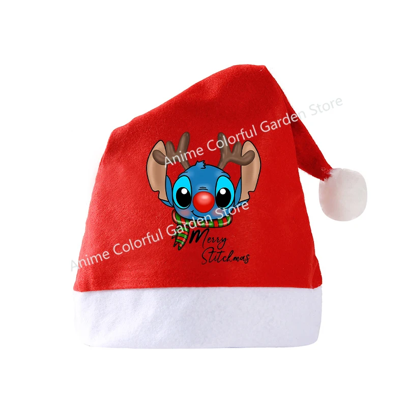 Disney-Chapeau Père Noël Stitch pour Parent et Enfant, Chapeau de Dessin Animé Mignon, Garçons et Bol, Festival, Habillage, Vêtements de Sauna, Casquettes Nouvel An, Cadeaux