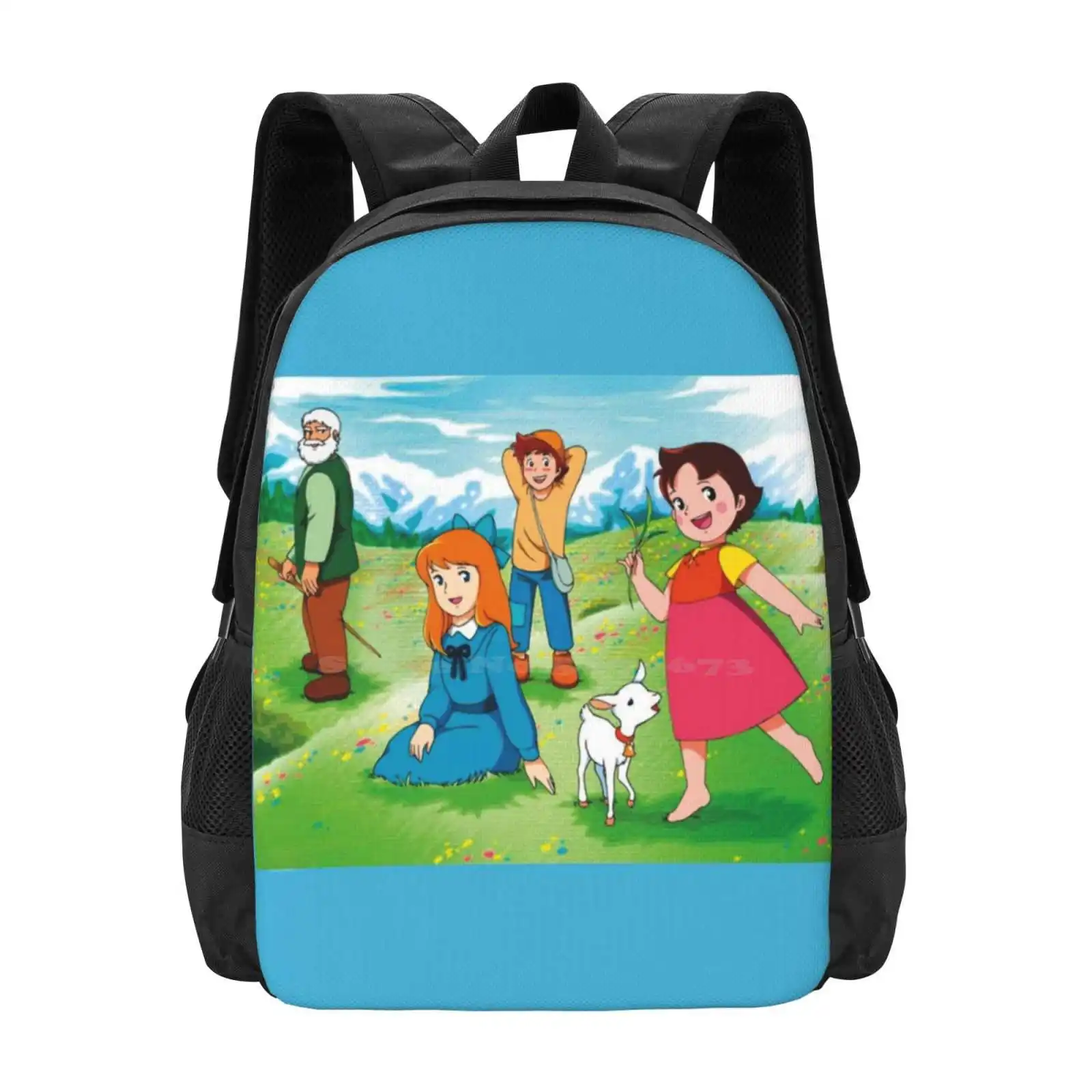 Heidi Backpacks For School Teenagers Girls Travel Bags Heidi Grandfather Montana Alps Original Childish Drawings Animated