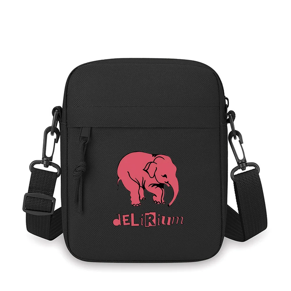 Pink elephant black background Delirium Men Crossbody Bag Single Shoulder Women Cartoon Anime Film Printing Design Unisex