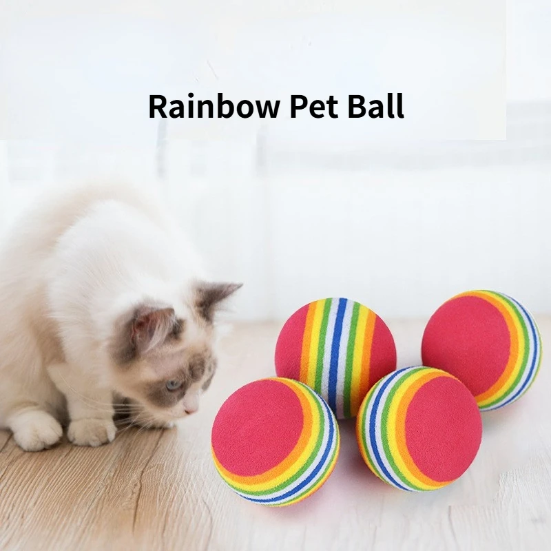 

42mm Rainbow Pet Ball Pet Toy Baby Dog Cat Chew Toys Colorful Play Balls For Pets Kitten Puppy Funny EVA Balls Pets Products