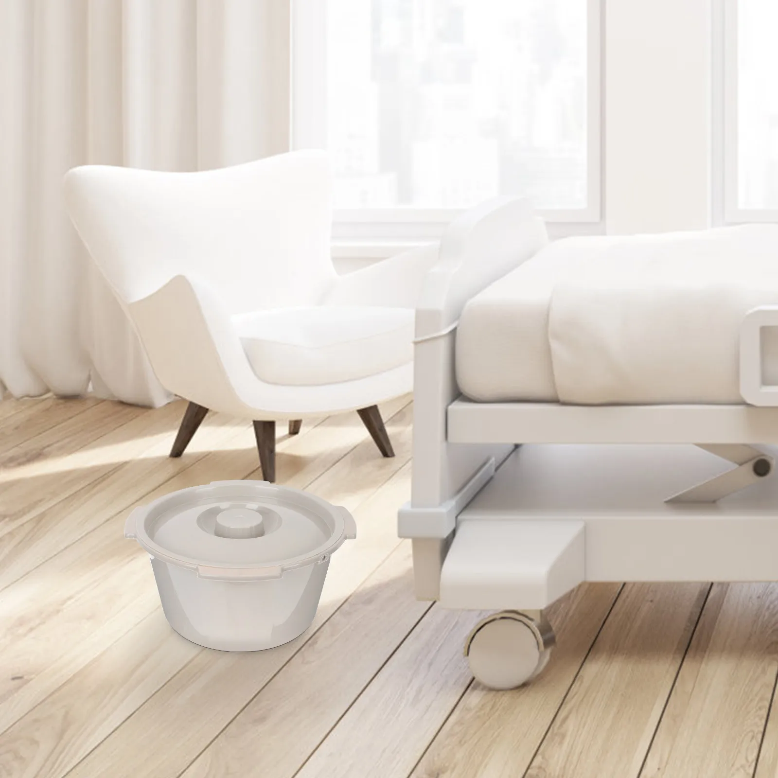 

Heavy-Duty Plastic Chamber Pot Lid for Elderly Pregnant Women Portable Urine Bedpan Travel Home Hospital
