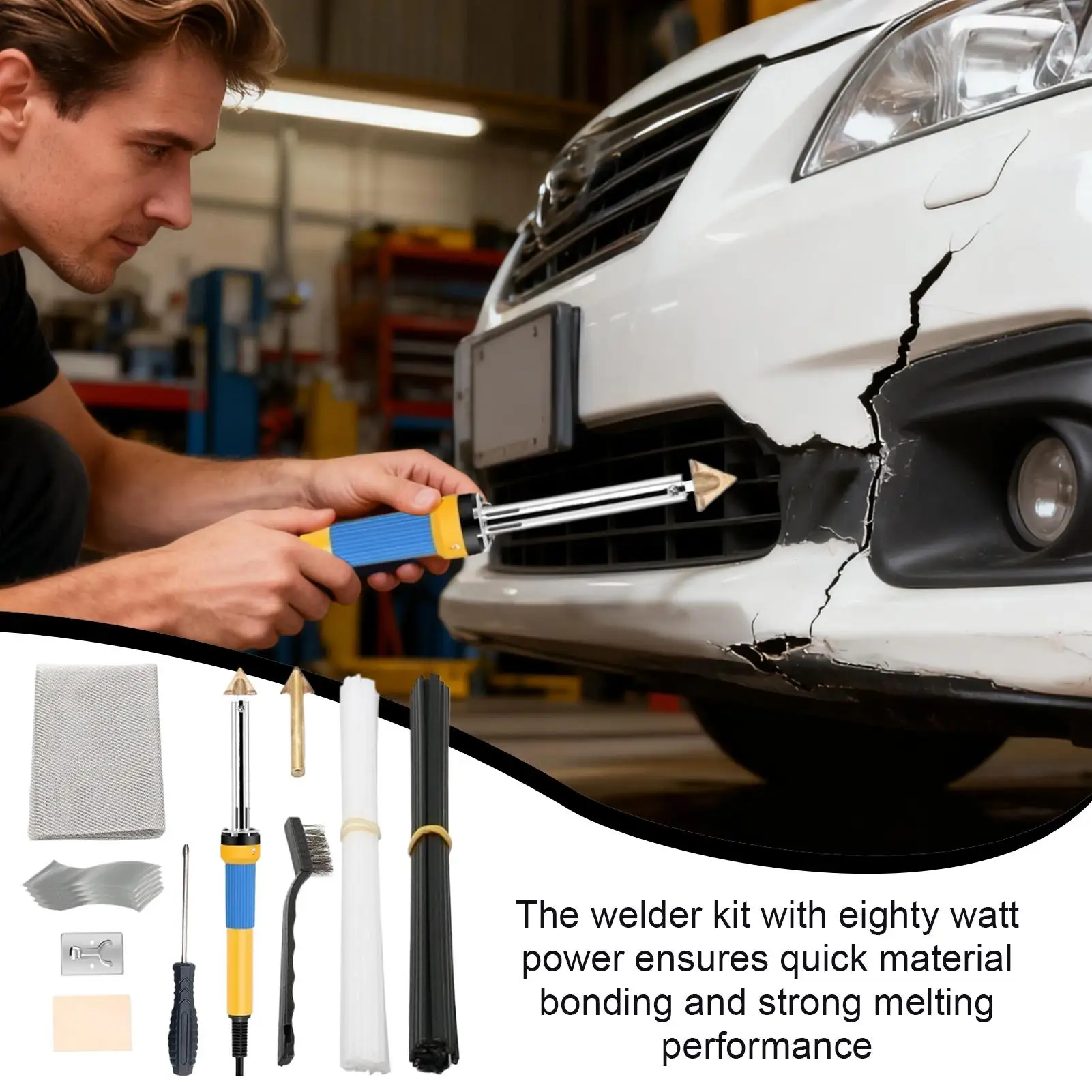 

Bumper Repair Kit Portable Lightweight Iron Automotive Repair Tool For Family Enthusiast Women Garage Workshop Outdoor