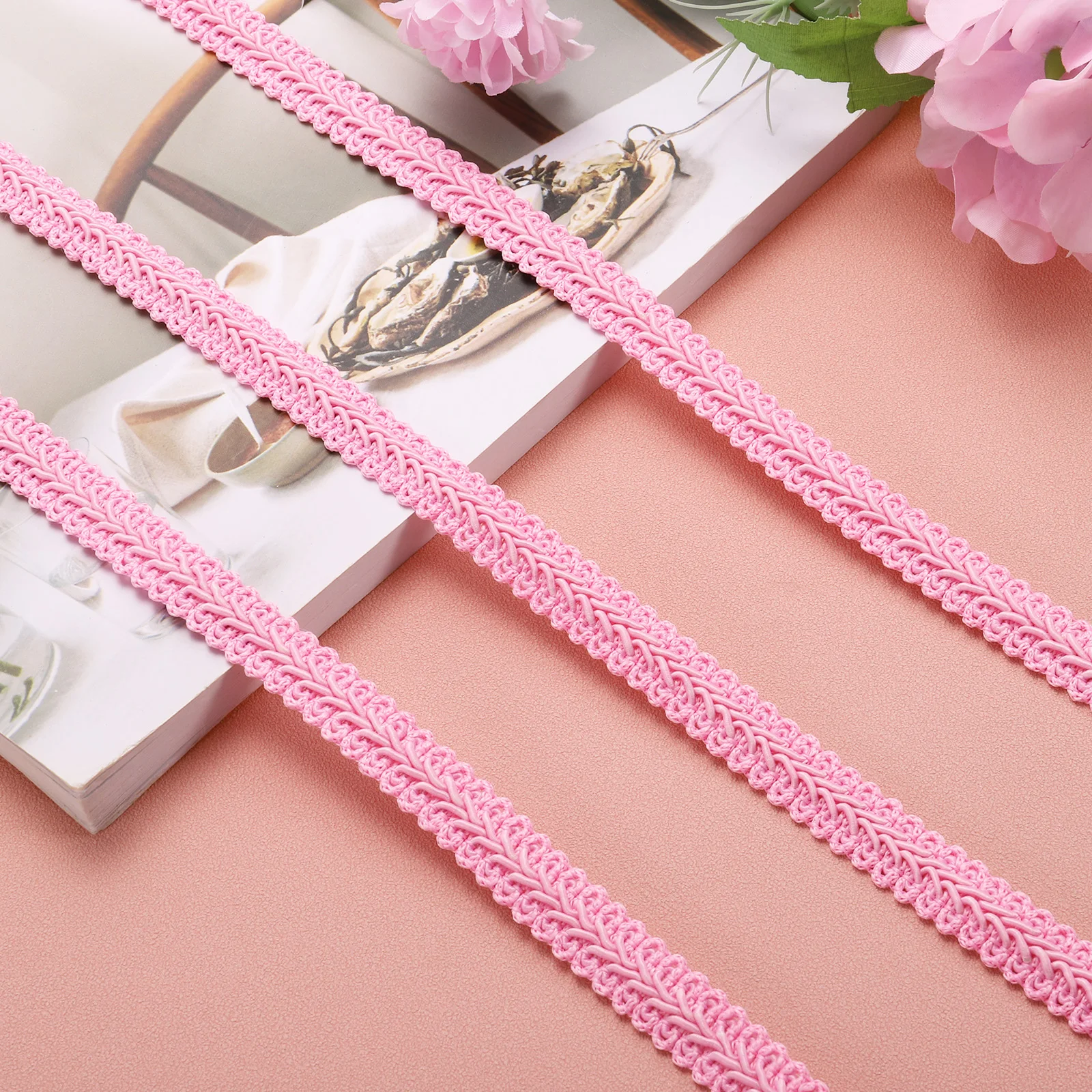 2 piezas de adorno trenzado de encaje trenzado, cinta para escote, Material decorativo para prendas, costura para manualidades DIY, 13 yardas x 1/2 "(12mm)