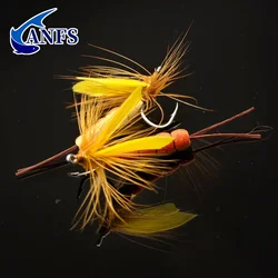 ANFS ANzuelos con mosca para trucha seca mayfly ala amarilla cola espuma