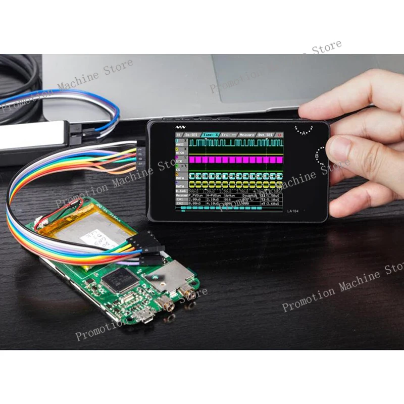 LA104 Mini DSO محلل المنطق الرقمي 2.8 بوصة شاشة 4 قنوات راسم الذبذبات SPI IIC UART قابل للبرمجة 100 ميجا هرتز معدل أخذ العينات القصوى