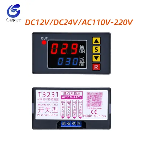 Digital timer relay 110V 220V 12V with LED Gaqqee