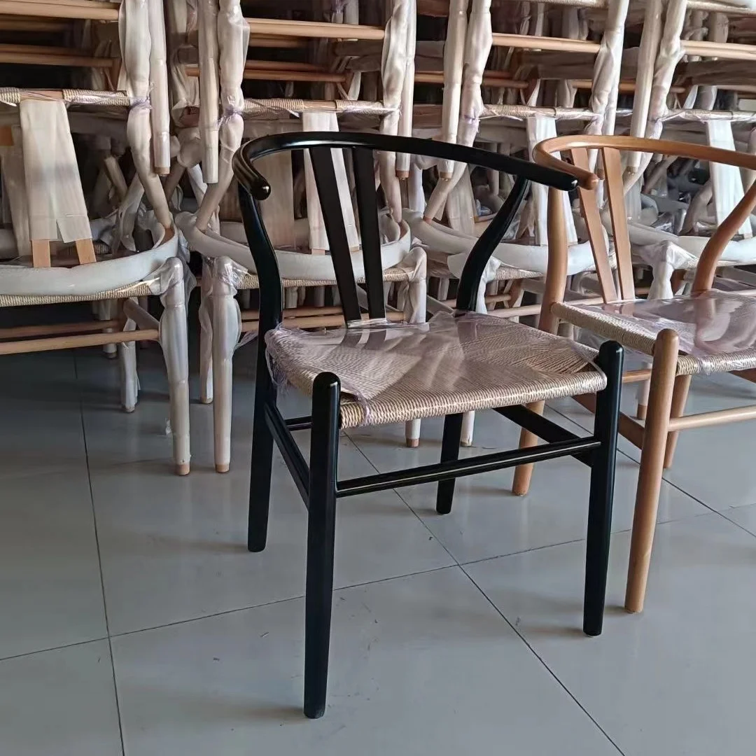 Wholesale Classic Modern Wooden Rattan Chair Wishbone Solid metal Wood Y Chair Restaurant Dining Chair