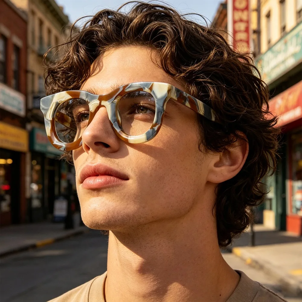 High Quality Acetate Eyeglasses Frame Vintage Square Glasses Frame Men Women Brand Designer Eyeglasses Handmade Eye Glasses