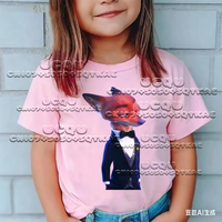 Hot Anime Disney Zootopia 2 Cotton T-shirt Pullovers Nick Wilde Judith Costume O Neck Tee Snake Cartoon Cosplay Costume Men Tops