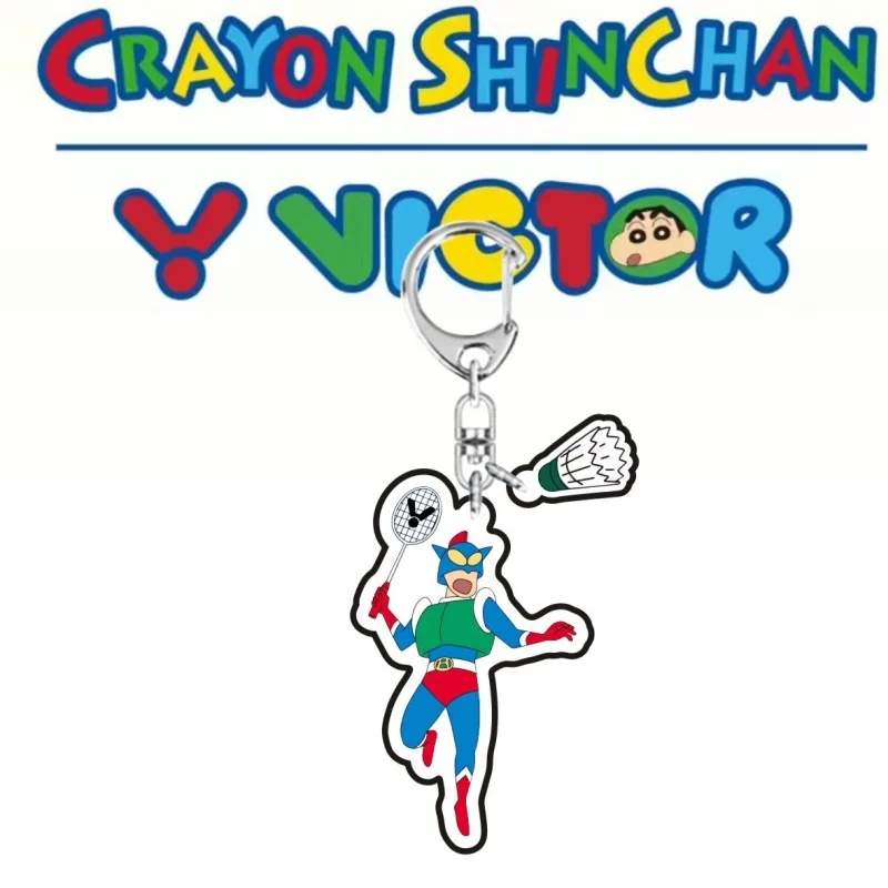 Crayon Shin-chan badminton Keychain Cute Cartoon Backpack Pendant Matching kawaii Girls Accessories Birthday Gift Kids Toys