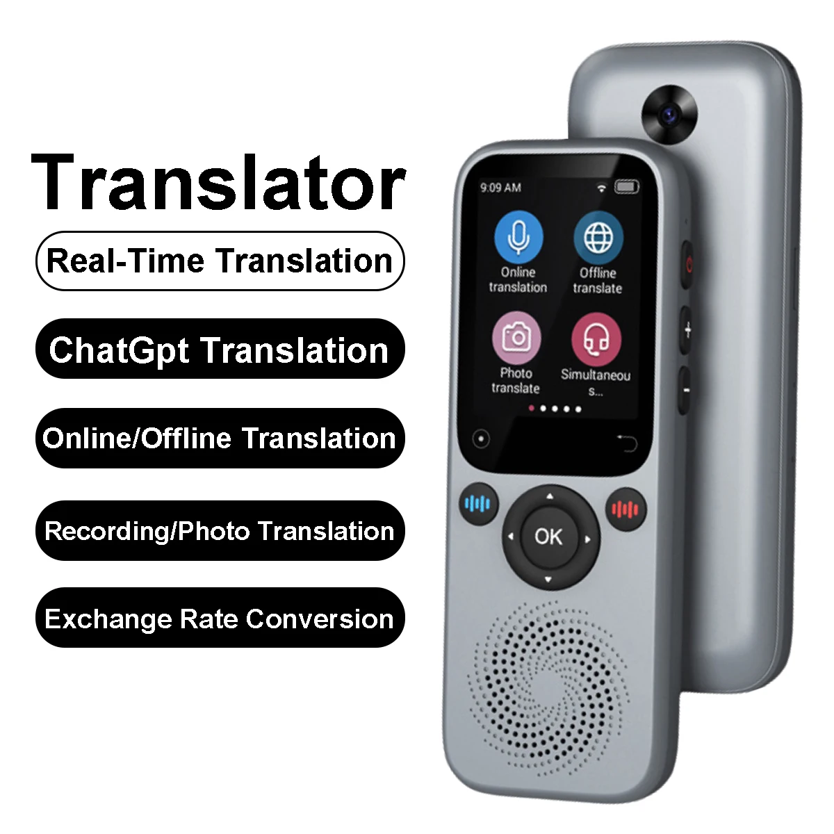 

Устройство для перевода речи и текста с поддержкой AI ChatGPT, 138 языков, Wi-Fi, перевод в реальном времени без подключения