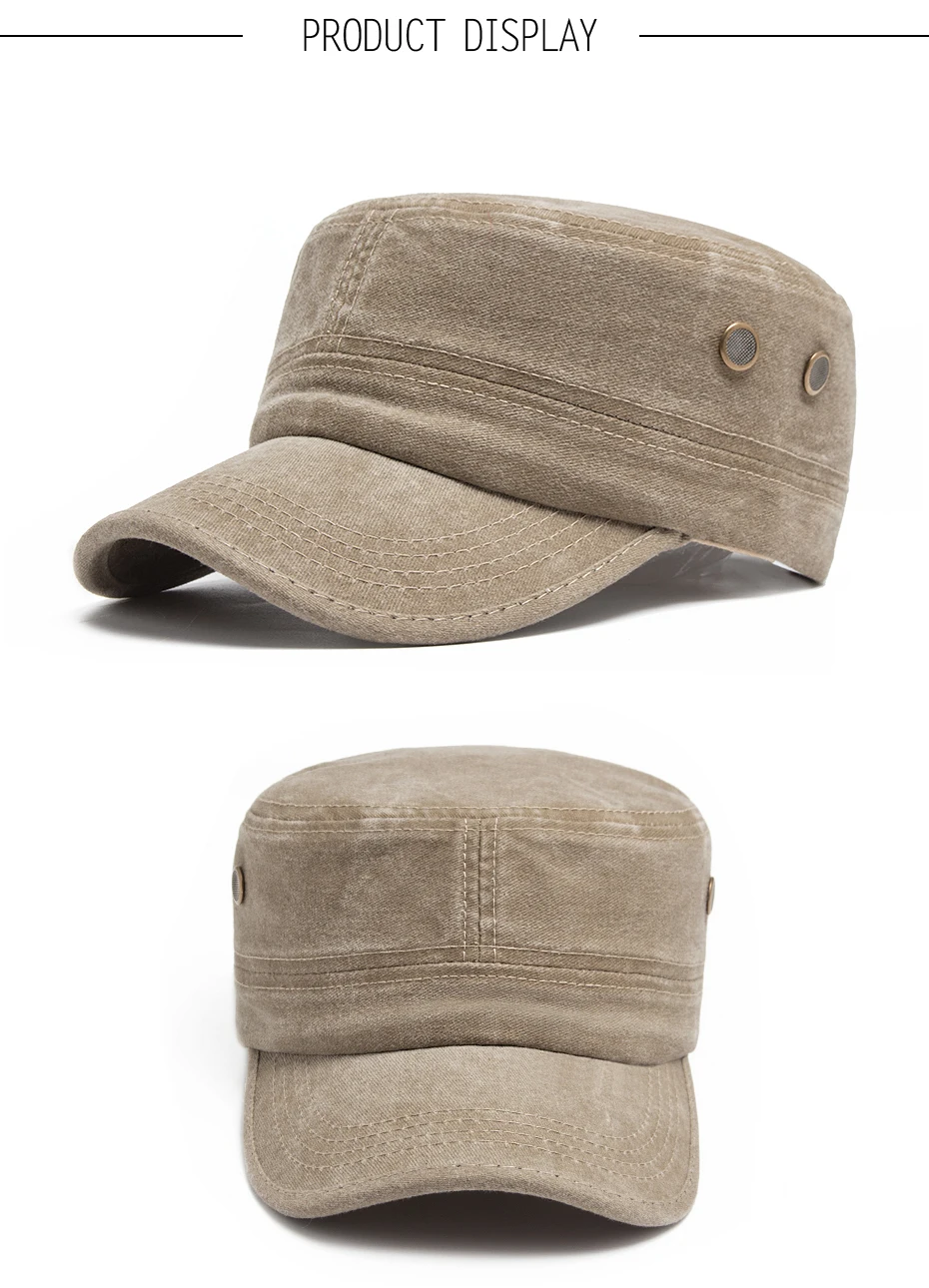 Männer flache Armee Hut gewaschen Baumwolle Vintage Visier Baseball kappe Jagd militärisch Kappen lässig im Freien für Frühling Herbst verstellbar – Detail 4