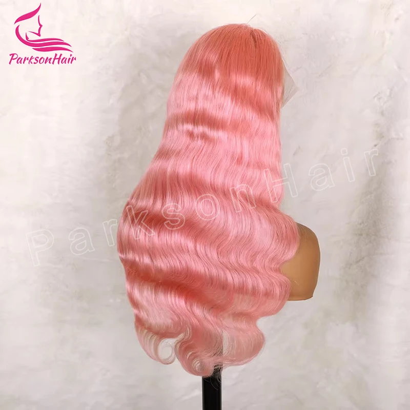 Peluca de cabello humano ondulado de 13x4 para mujer, postizo de encaje frontal, color rosa, Rubio 613, nudos blanqueados prearrancados, Remy