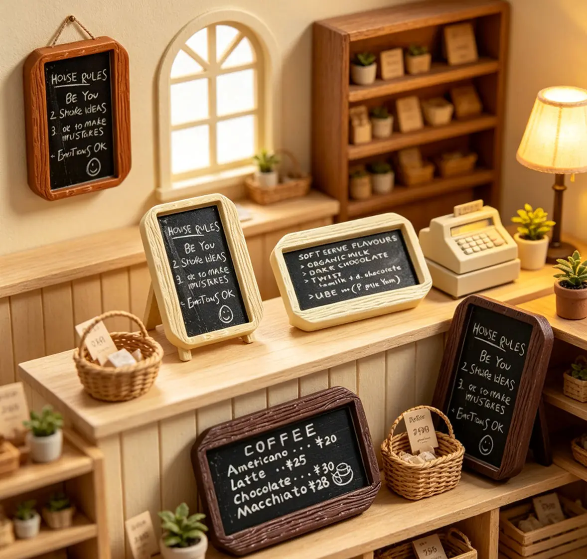 Mini Chalkboard Resin Ornament DIY Miniature Scene Decor Simulation Blackboard Dollhouse Accessory Micro‑Landscape Layout Prop