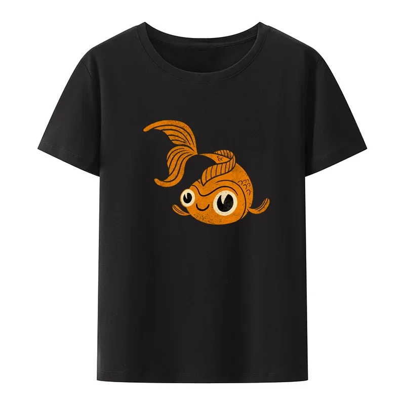 Goldfish Graphic T-shirt Funny Tee New Arrival Aesthetic T-shirts Women Retro Camisa Masculina Cartoon Women's Top Loose