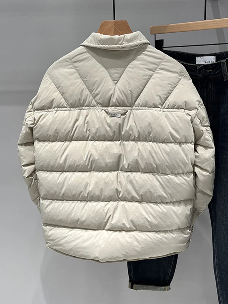 Lightweight Men's down Jaet Collared irt Sle Warmth Faionable Korean Sle Winter Outerwear Cotton Polyester Blend