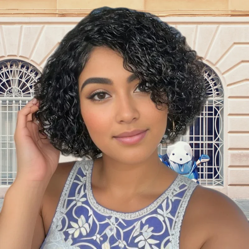 13x4 الدانتيل شعر مستعار أمامي 150% كثافة الشعر البشري موجة المياه قطعها للنساء قصيرة مجعد عابث #1