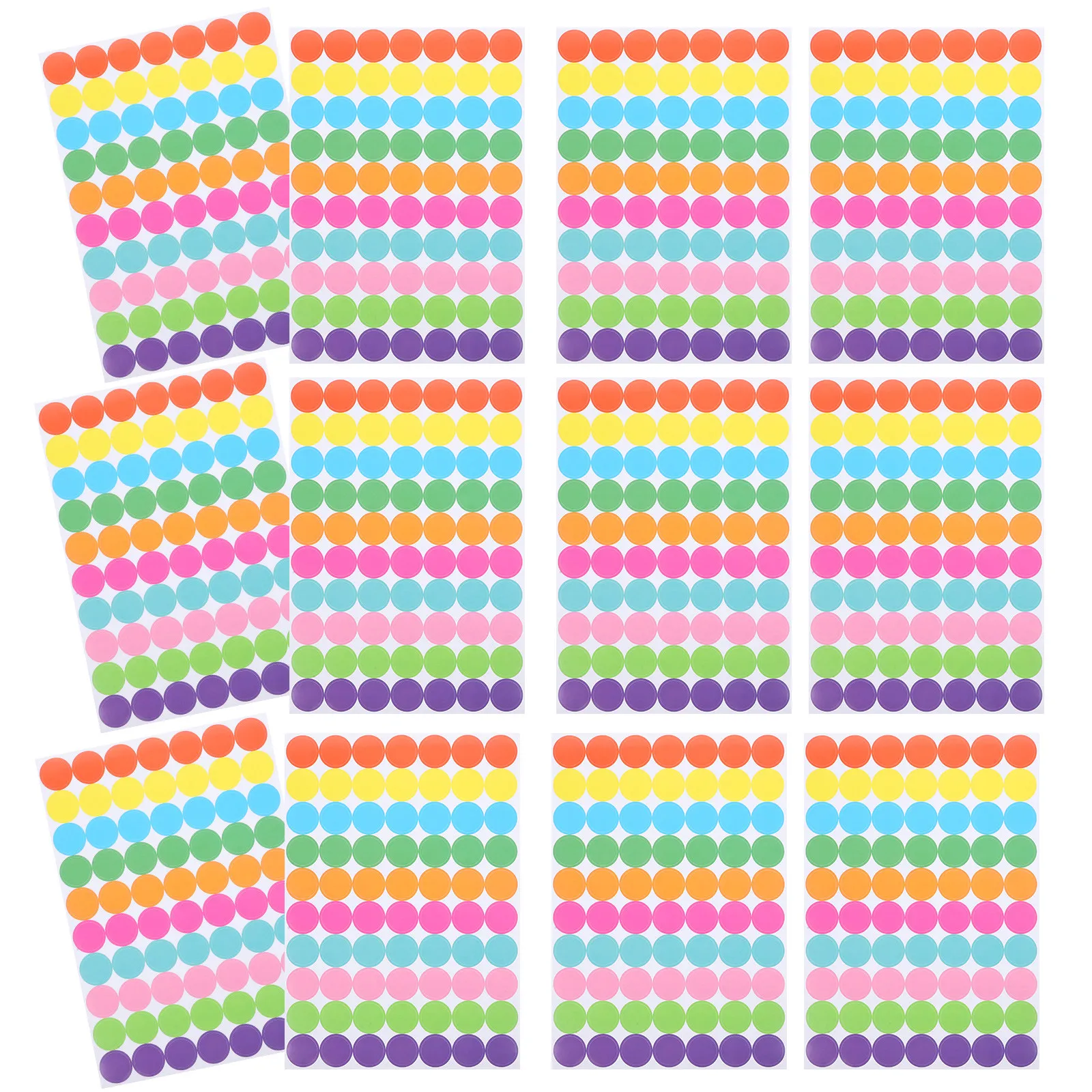 20Sheets Colorful Dot Stickers Self-Adhesive Round Labels Bright Small Circle Stickers for Organizing Files Documents Home