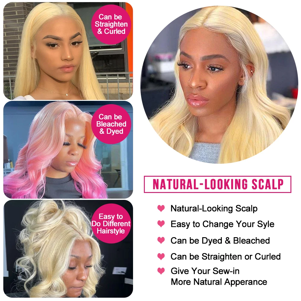 Megeen Body Wave 613 Blonde Lace Front Wig Human Hair 13x4 HD Transparent Lace Frontal Wigs For Women Brazilian Virgin Hair 12A