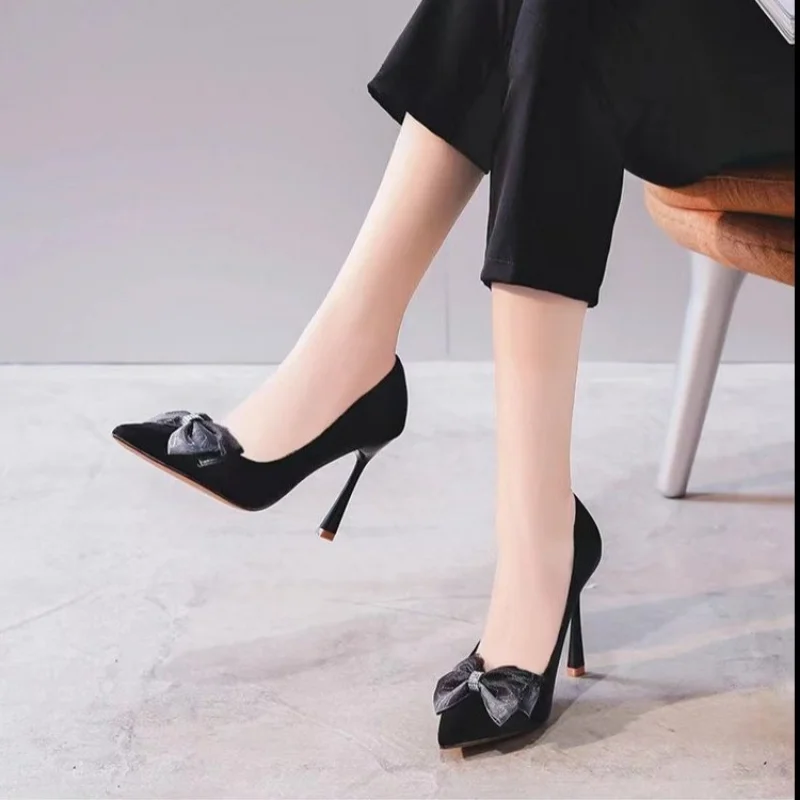 

Women Sexy Black Rhinestone Pumps High Heels Sandals Fashion Ladies Stilettos Pointed Toe Wedding Shoes