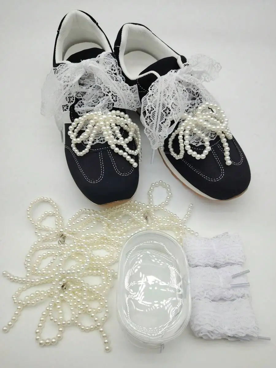 

1 Pair Minimalist Korean Style Black Bow Shoelaces, 120cm, Accessory For Sneakers & Casual Shoes, Suitable For Summer