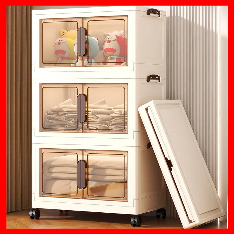 

Large Multifunction Foldable Storage Box Cabinet Closet Organizer Wardrobe Sundries Snack Toys Shoes Storage Bin With Wheels