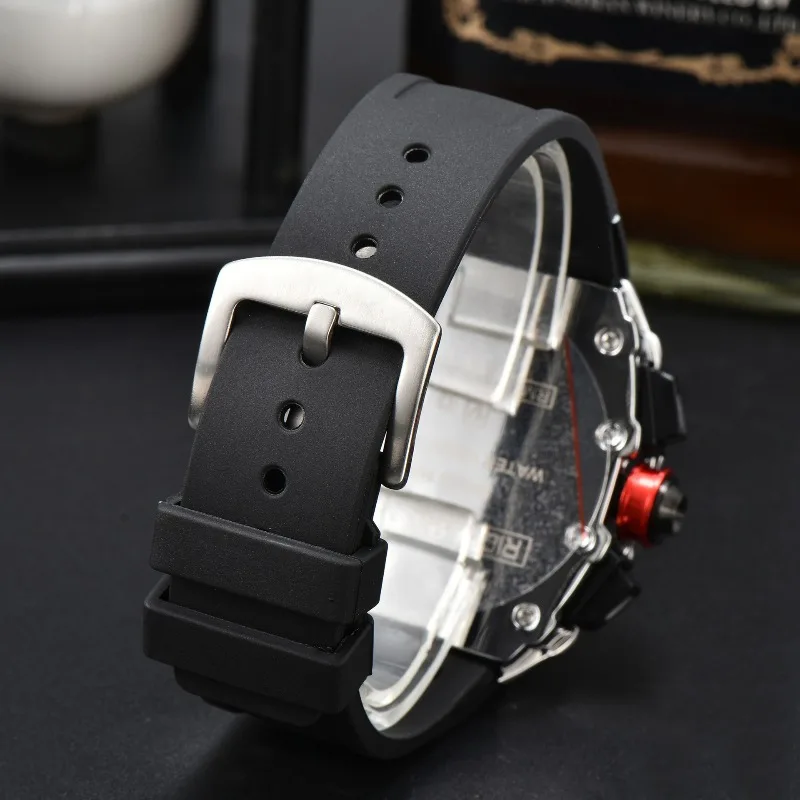 ​ ​ 2025 ساعة تقويم فاخرة متعددة الوظائف للرجال سوار فولاذي غير قابل للصدأ كريستال الياقوت مقاوم للماء 100 متر كرونوغراف مضيء