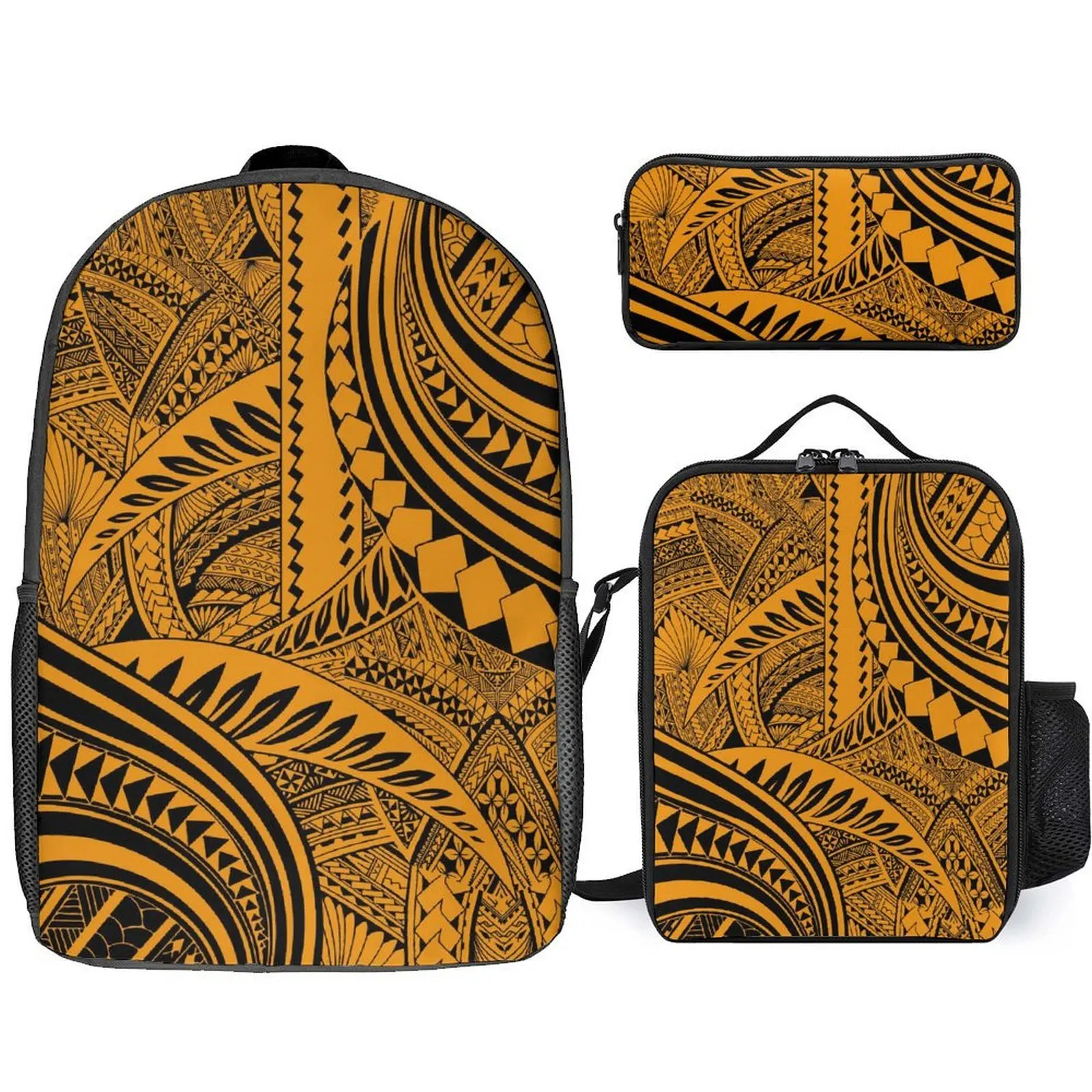 

Custom Polynesian Backpack Set For School Season Boy And Girl Schoolbag Pencil Case Lunch Bag Samoa Tribal Ethnic Pattern Design