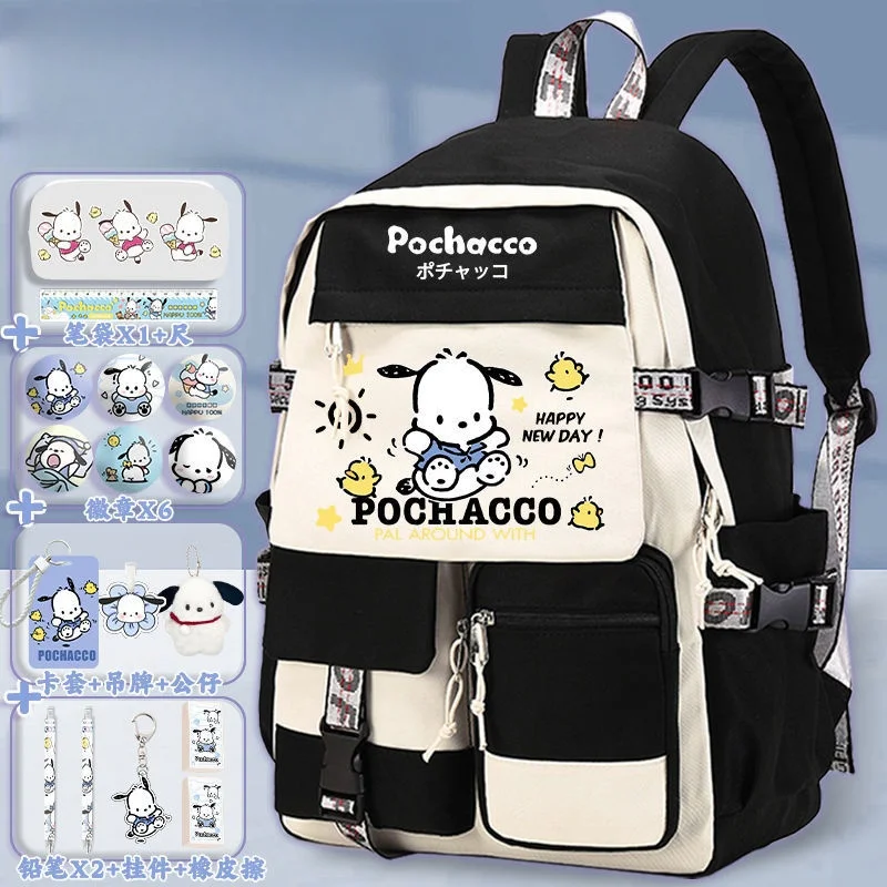 Sanrio Pochacco Child Student Bag Multifunction Shoulders Cute Cartoon Student Stationery School Supplies Prize 16 Inches Gifts