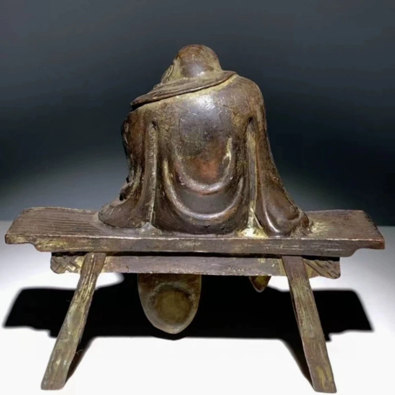 Little Fairy/ Antique Copper Bench Bodhisattva Damo Buddha Statue Desktop Decoration Ornaments Home Decoration Craft Accessories