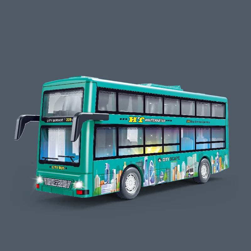 Legering Outdoor Sightseeing Dubbeldekker Bus Simulatie Geluid en Licht Auto Speelgoed Geschenken B204